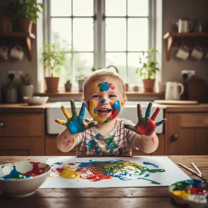 Toddler finger painting